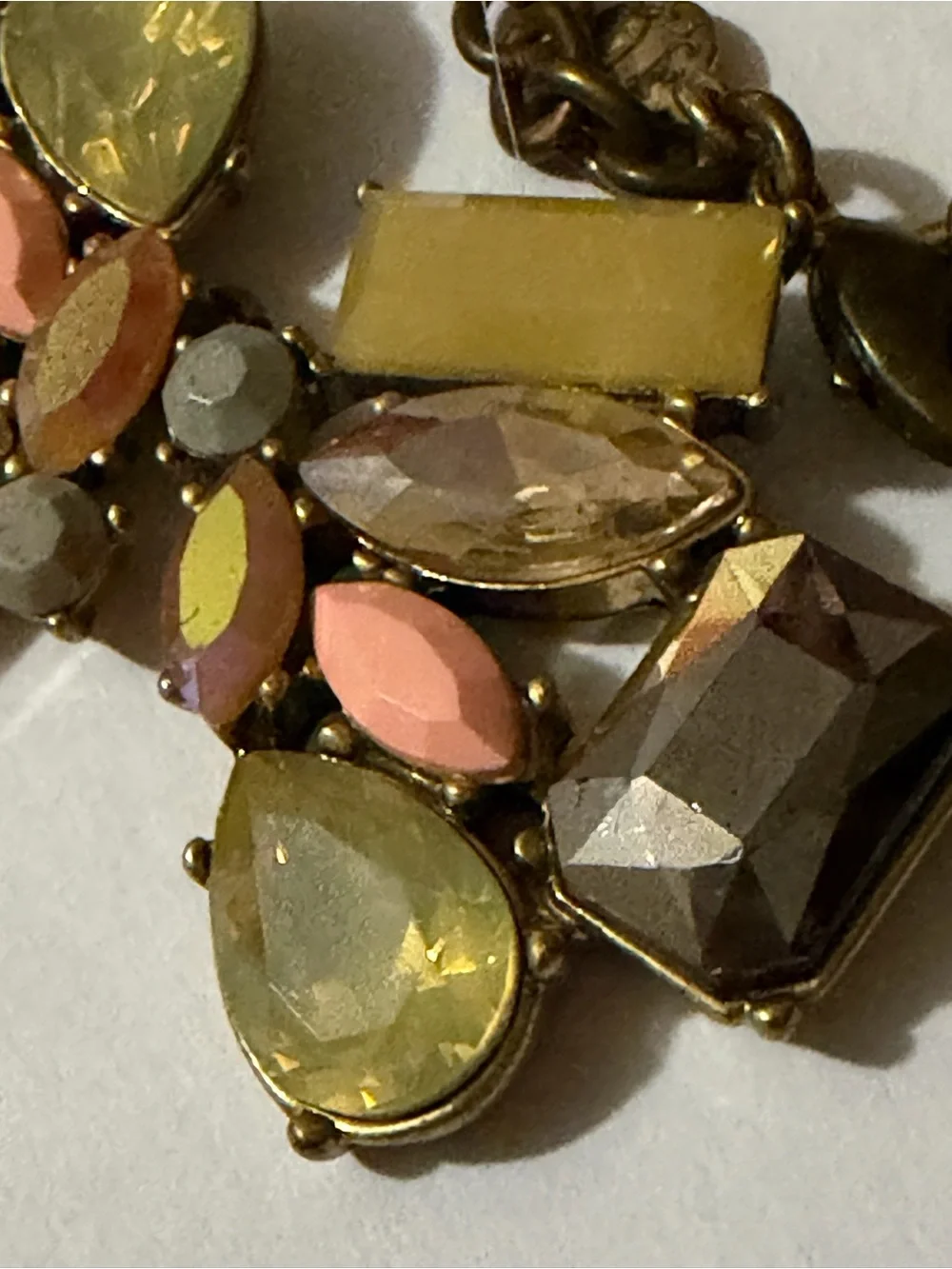 J. Crew Gold-Tone Multi-Stone Necklace with Yellow, Pink and Black Accents